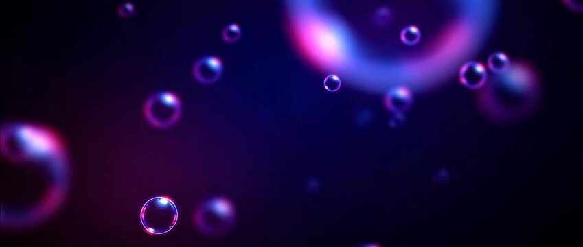 Floating neon soap bubbles animation with glowing abstract light background for digital motion design, soap bubbles animation loops seamlessly as soap bubbles animation enhances dreamy visuals