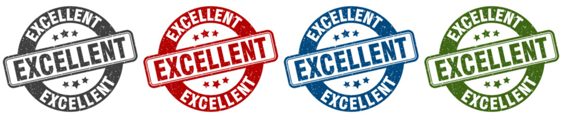 excellent stamp. excellent round stamp set isolated on white background