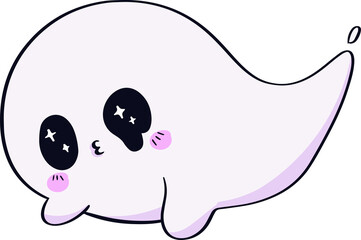 Floating Ghost Wink Hand Drawn Cartoon Doodle