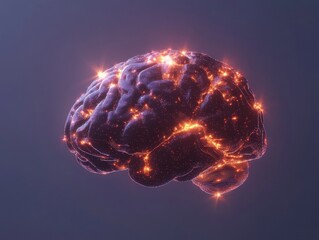Futuristic brain concept with glowing circuit board connections