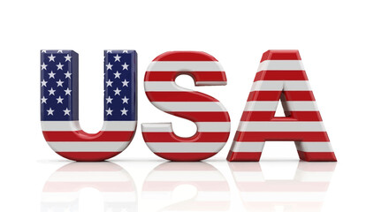 USA Text Design with American Flag Pattern, 3D Rendered, Patriotic, Bold, and Detailed