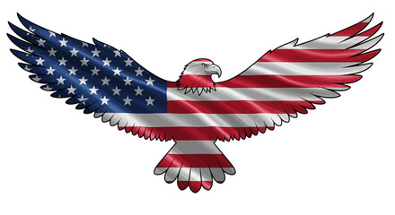 American Bald Eagle with United States Flag Wings, Vector Illustration