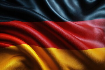 Fototapeta premium Waving German flag in rich colors representing unity and national pride at a cultural event in Europe