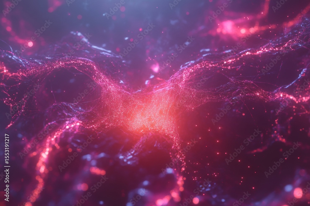 Poster futuristic neural network brain with complex digital pathways for innovative technology concepts