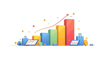 Obraz premium Business growth and financial success represented by a rising bar chart and arrow