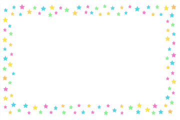 Bright pastel star border forming a rectangular frame. Transparent background ideal for kids’ projects, invitations, and festive designs.
