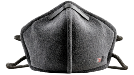 Protective face mask for health : A close-up studio shot of a sleek, modern protective face mask. The mask showcases contemporary design and protection from disease.