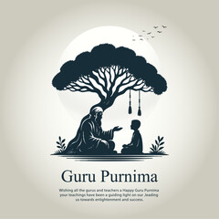 Guru Purnima Illustration: Ancient Teacher and Student Under Tree