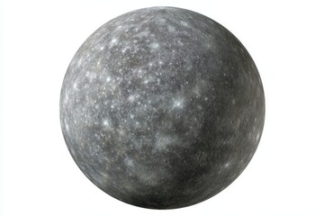 Naklejka premium Mercury Planet Full View with Surface Details and Impact Craters on a White Background