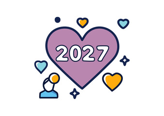 Dreamy Red Heart Illustration with the Year 2026 as a Symbol of Love, Warmth, and Emotional Connection