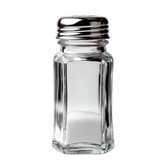 Empty glass spice bottle with shaker lid. Isolated white background. Png format