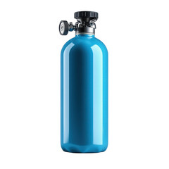 Blue Nitrous Oxide Gas Cylinder Isolated on Black Background Industrial on transparent background