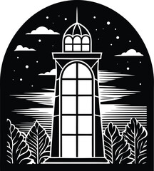 Obraz premium Silhouette of Tower Window