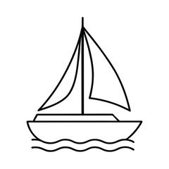 Line Art of a Sailing Boat Icon Design Vector Illustration