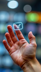 b2c online retail, hand swiping order history icon, seamless shopping experience theme, ux style , macro close up