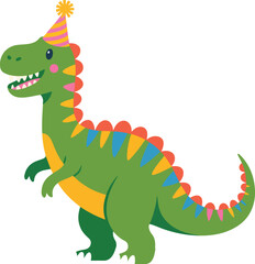 Dinosaur with party hat vector isolated transparent