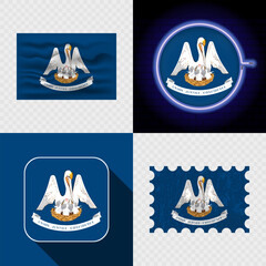 Creative Louisiana Flag Icon Set Collection.