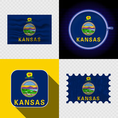 Creative Kansas Flag Icon Set Collection.