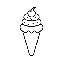 Line Art of an Ice Cream Cone Icon Design Vector Illustration