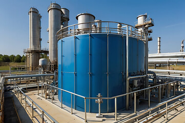 Modern industrial water treatment plant purifying water resources