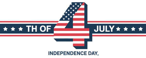Obraz premium 4th of july independence day banner with american flag, patriotic stars and stripes design, celebrating usa national holiday