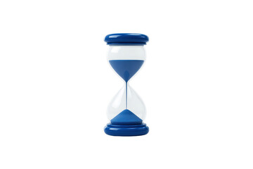 Blue Sand Timer With White Glass On A Transparent Background Displaying Time Passing Through Flowing Sand