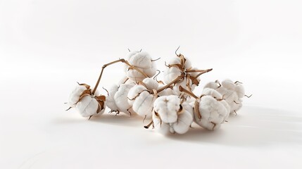 Fluffy cotton bolls stand isolated on a clean white background, presenting a pure and natural sight. This image is highly suitable for textile - related projects, like cotton product promotions, 