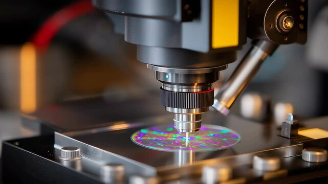 Close Up of Vibrational Spectroscopy Sensor Scanning Sample in Laboratory Setup for Research