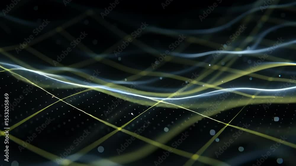 Poster Translucent Data Streams Flowing Close Up with Abstract Patterns in Dark Background