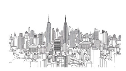Naklejka premium Modern City Skyline Architectural Illustration A Vector Design