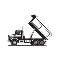 Dump Truck Silhouette Icon for Construction and Transport Use