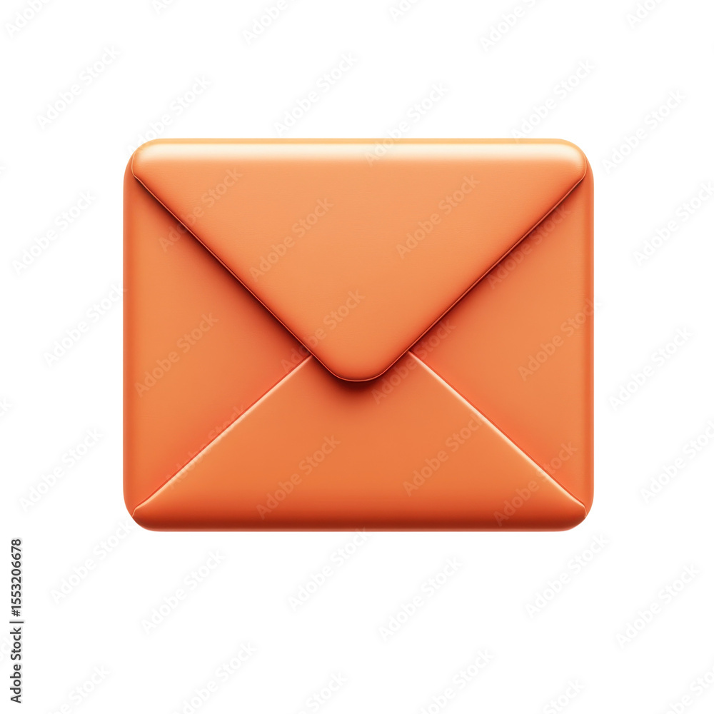 Poster 3d peach envelope icon on black background communication business message on transparent background