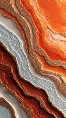 Obraz premium Layers of abstract texture with orange, white, and gold tones showcasing natural beauty in modern design