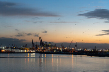 Valencia Spain the harbour by twilight