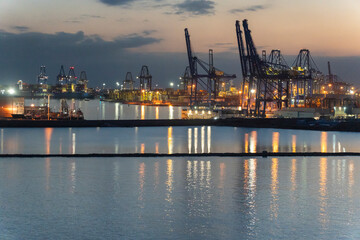 Valencia Spain the harbour by twilight