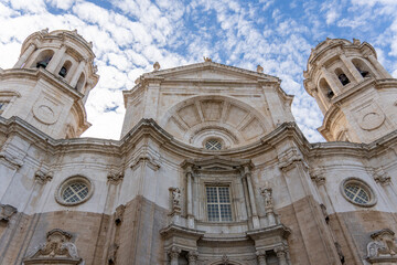 Cadiz Andalusia Spain detail of the cathedral facade.