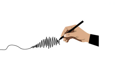 Oscillating line from writing hand
