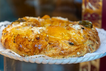 Lisbon Portugal the bolo rey pastry typical of Portugal in Christmas.