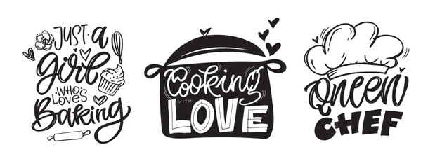 Funny hand drawn doodle lettering quote about cooking, baking, chef. Lettering for t-shirt design, mug print, bag print, clothes fashion. 100% hand drawn vector image.