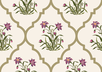 Vector Hand drawn colourful geometric flowers, seamless patterns with floral for fabric, textiles, clothing, wrapping paper, backdrop, banner, illustration, abstract backgrounds.
