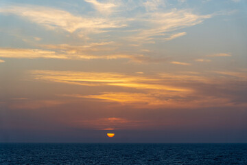 Magnificent sunset over the gentle waves of the Atlantic ocean Canary islands Spain