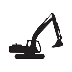 Excavator Silhouette Icon for Construction Equipment and Industrial Use
