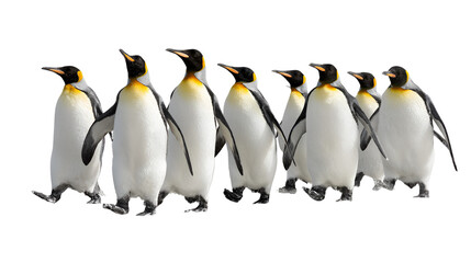 Obraz premium A Group of Majestic King Penguins Walking in Formation.