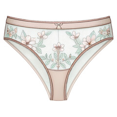 Delicate floral panties with lace and bows on a background apparel fashion illustration