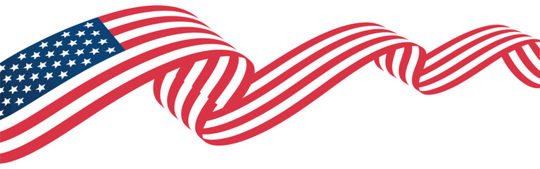 american flag ribbon with waving stars and stripes pattern on white background symbolizing patriotism, unity, and national pride