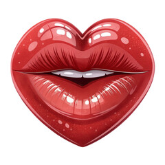 Obraz premium Heart shaped red lips graphic illustration on background for valentines day and romantic designs