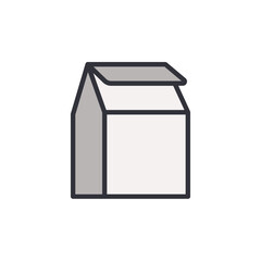 Stylized Icon Of A Takeout Container With Folded Top Closure