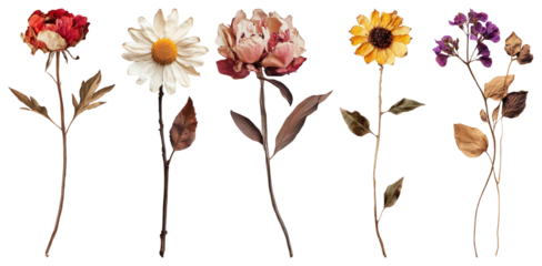 PNG Dried flowers elegant rustic decor, element set on transparent background