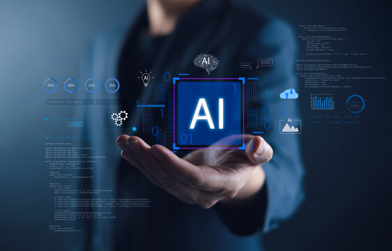 AI Generate command prompt bar smart automation, and prompt-based content generation systems. showcasing AI technology and data analytics in futuristic digital environment generative AI, idea creation