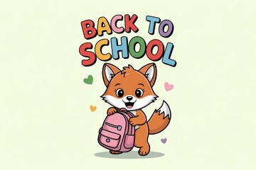 Fototapeta premium Cheerful Baby Fox – Back to School Generative AI